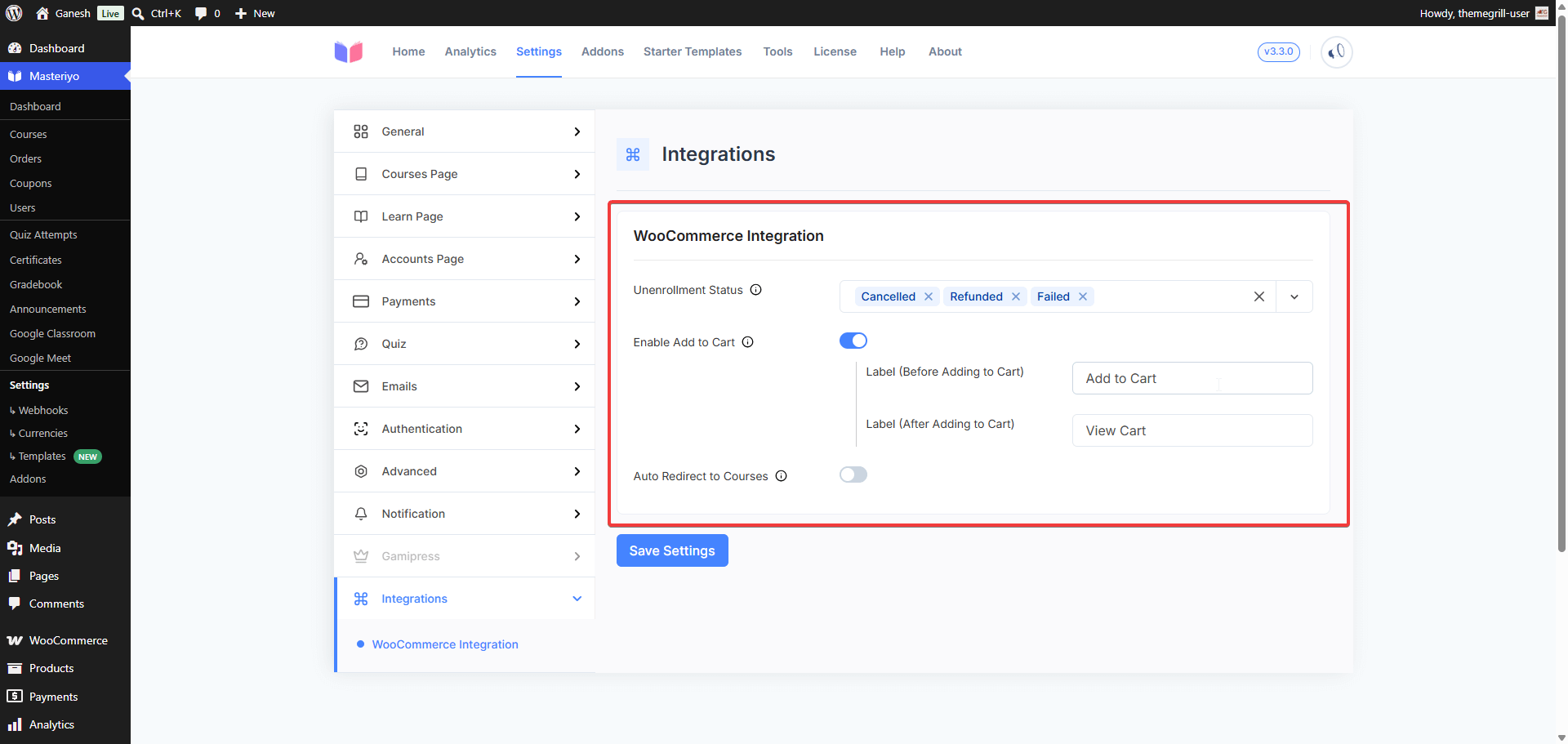 masteriyo-woocommerce-integration-settings