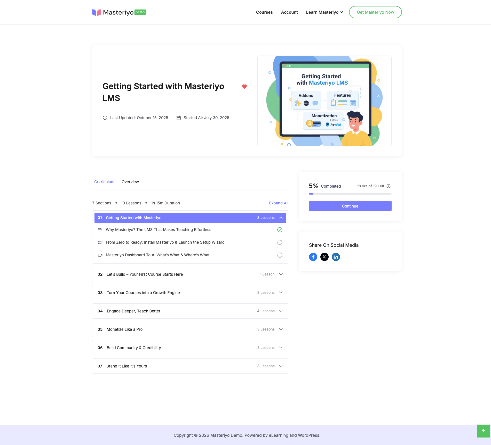 Modern layout single course page