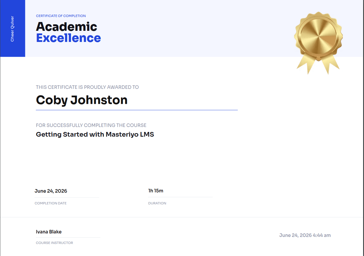 The student's Your Certificates page with Preview and Download buttons
